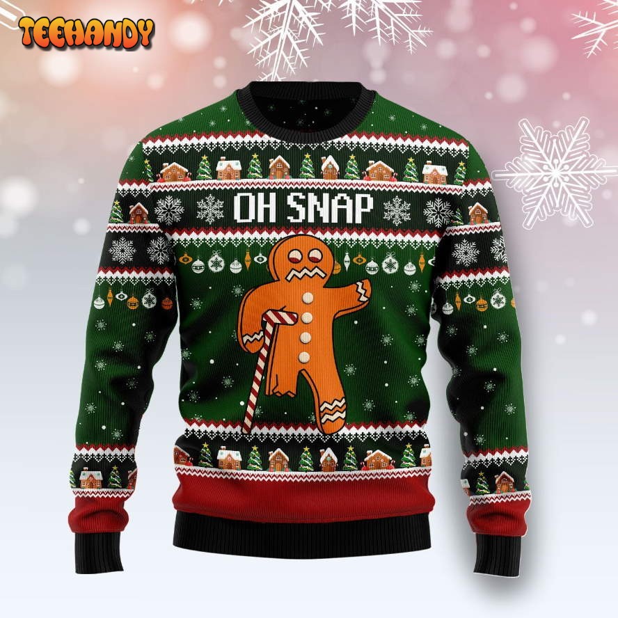 Oh Snap Gingerbread Candy Cane For Unisex Ugly Christmas Sweater