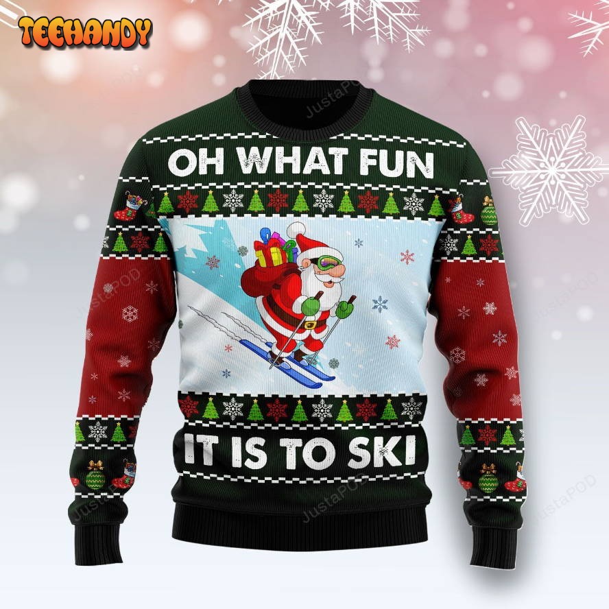 Oh What Fun It Is To Ski Ugly Christmas Sweater, All Over Print Sweatshirt