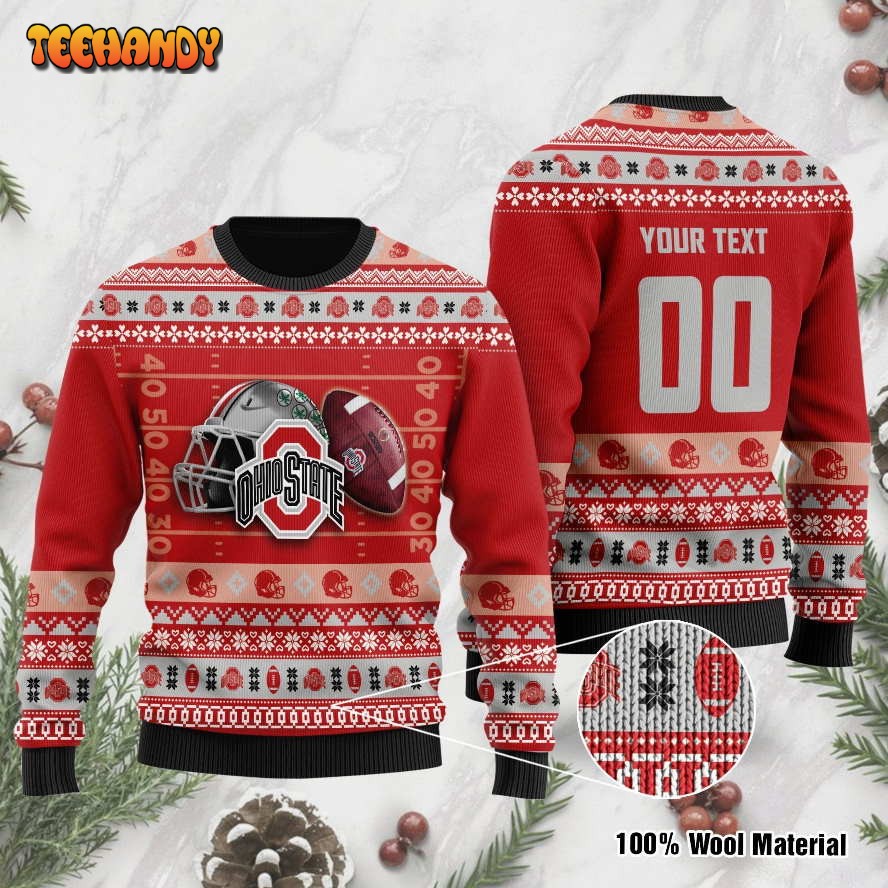 Ohio State Buckeyes Custom Name & Number Personalized Ugly Sweater