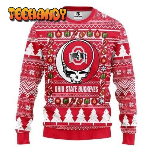 Ohio State Buckeyes Grateful Dead Ugly Christmas Sweater, Ugly Sweater