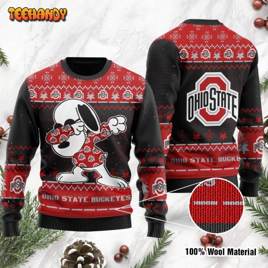 Ohio State Buckeyes Snoopy Dabbing Ugly Christmas Sweater, Ugly Sweater