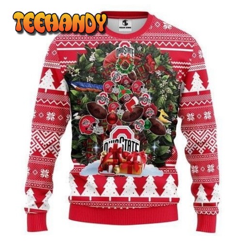 Ohio State Buckeyes Tar Heels Tree Christmas Ugly Sweater, Ugly Sweater