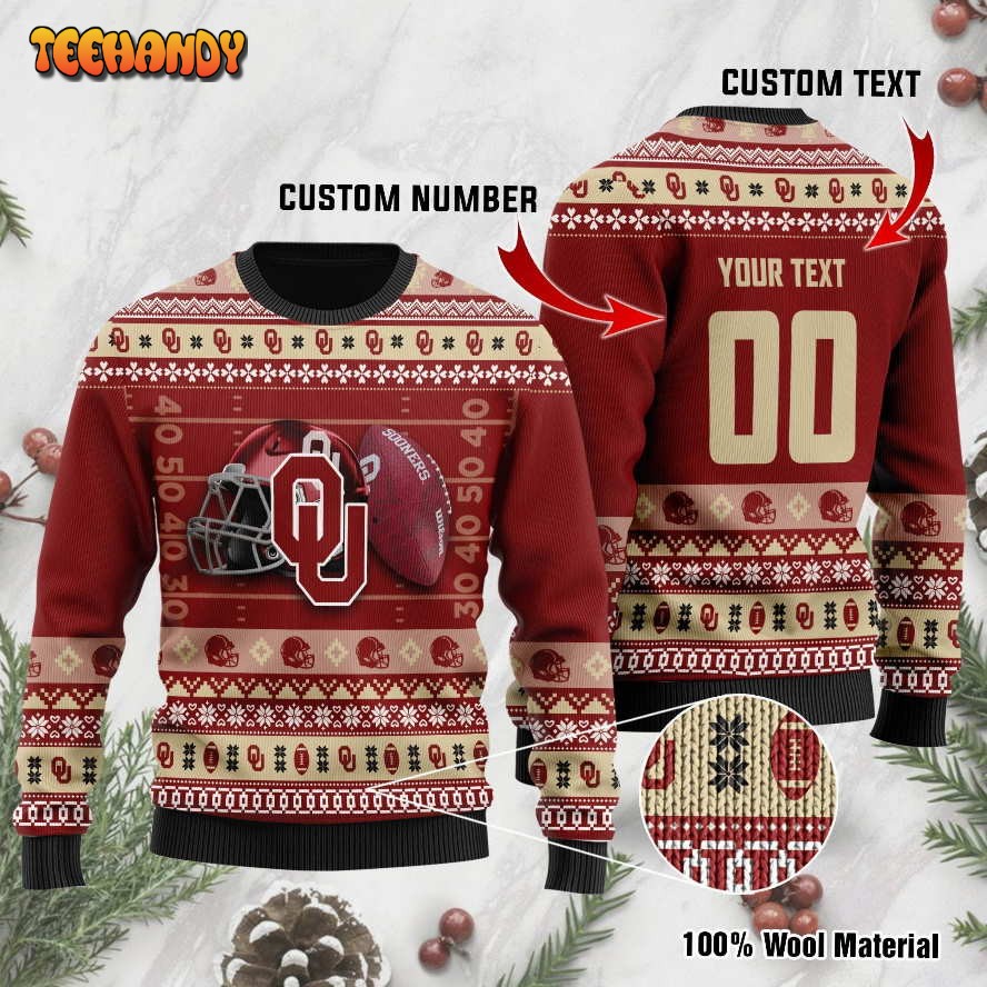 Oklahoma Sooners Custom Name & Number Personalized Ugly Sweater