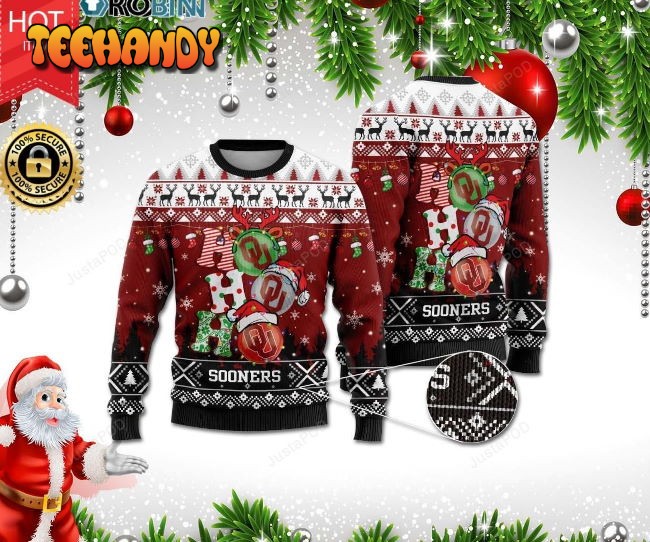 Oklahoma Sooners Ho Ho Ho 3D Print Christmas Wool Sweater, Ugly Sweater