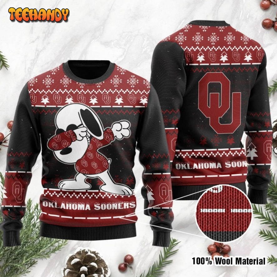 Oklahoma Sooners Snoopy Dabbing Holiday Party Ugly Christmas Sweater