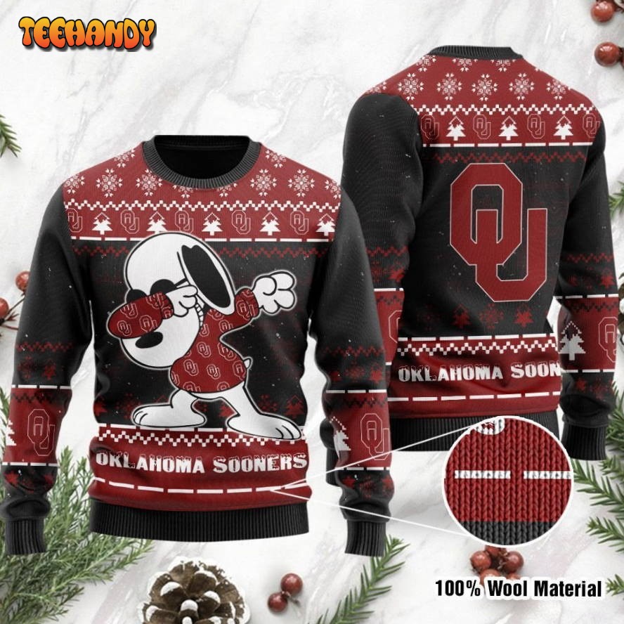 Oklahoma Sooners Snoopy Dabbing Ugly Christmas Sweater, Ugly Sweater