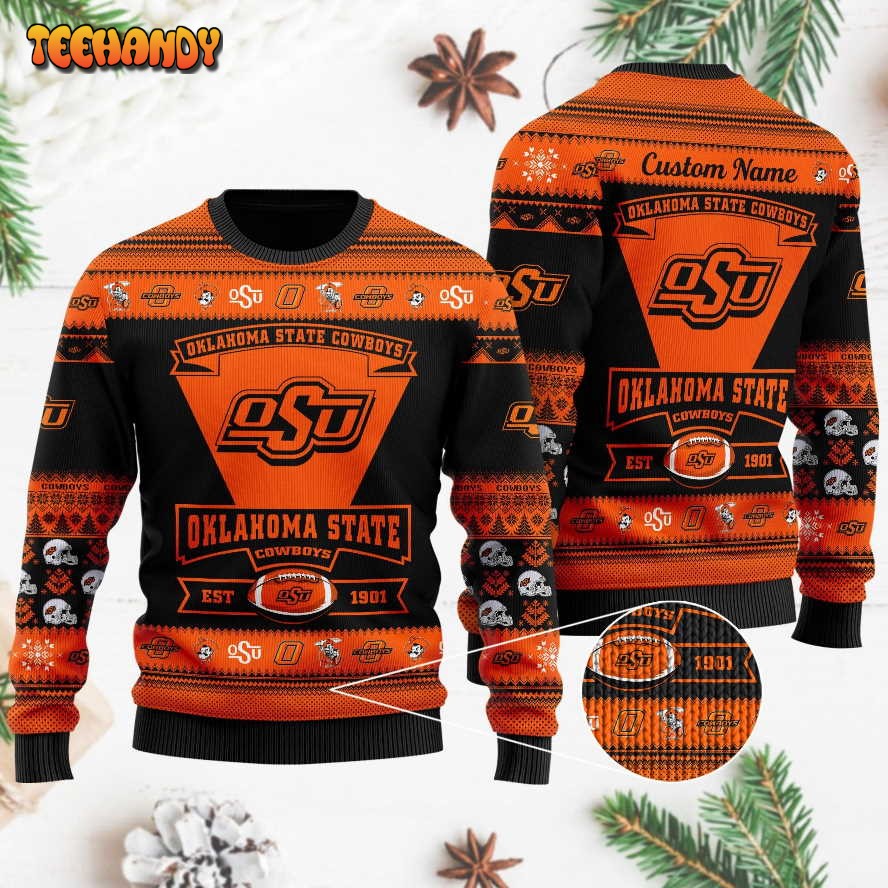 Oklahoma State Cowboys Football Team Logo Personalized Ugly Sweater