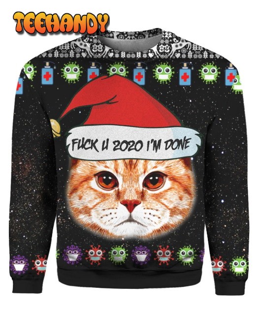 Orange Tabby Cat And Fuck You Ugly Christmas Sweater, All Over Print Sweatshirt