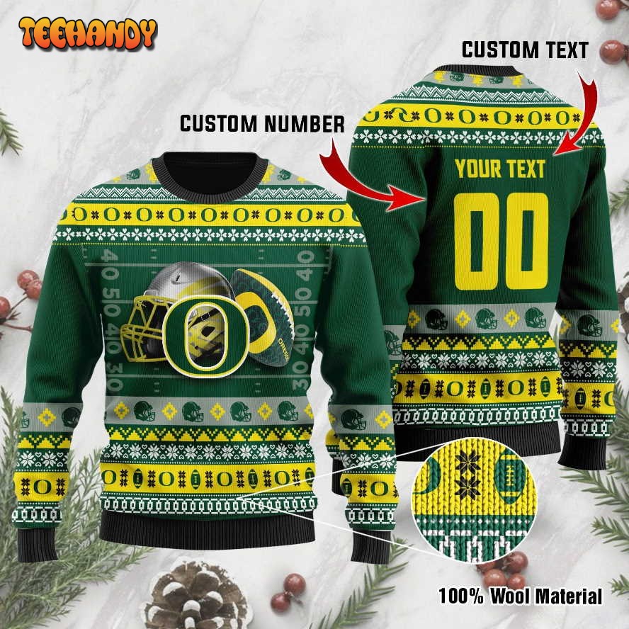 Oregon Ducks Custom Name & Number Personalized Ugly Christmas Sweater