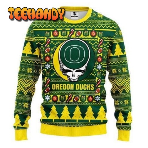 Oregon Ducks Grateful Dead Ugly Christmas Sweater, All Over Print Sweatshirt