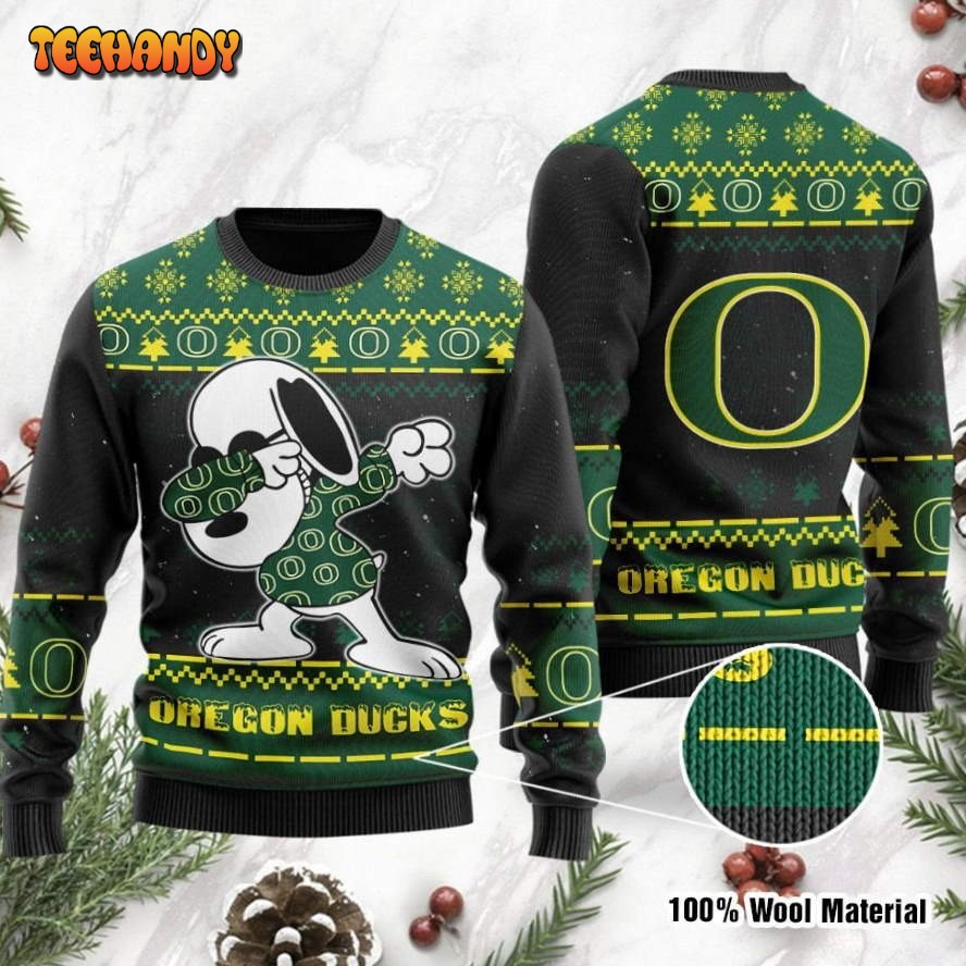 Oregon Ducks Snoopy Dabbing Holiday Party Ugly Christmas Sweater