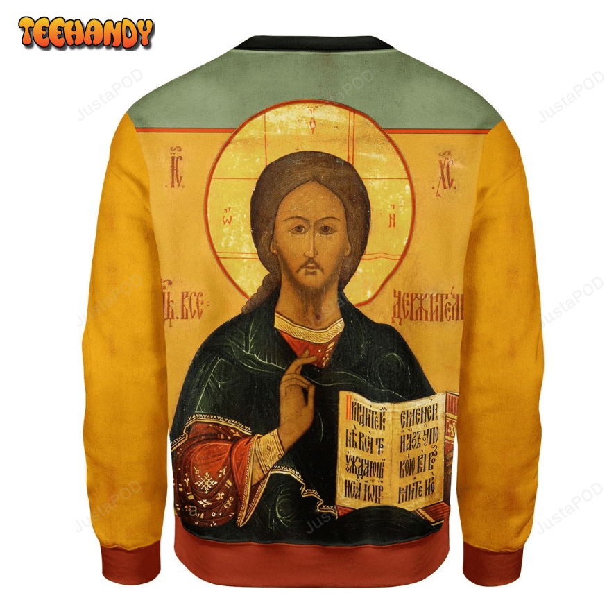 Orthodox Jesus Ugly Christmas Sweater, All Over Print Sweatshirt, Ugly Sweater