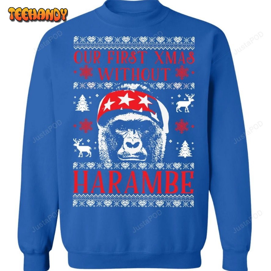 Our First Xmas Without Harambe Ugly Christmas Sweater, Ugly Sweater