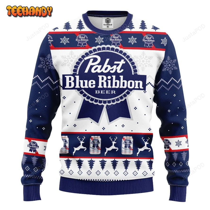 Pabst Blue Beer Ugly Christmas Sweater, All Over Print Sweatshirt, Ugly Sweater