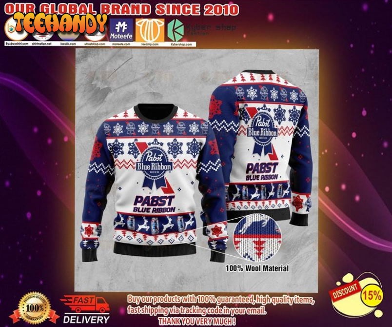 Pabst blue ribbon beer ugly Christmas sweater, Ugly Sweater