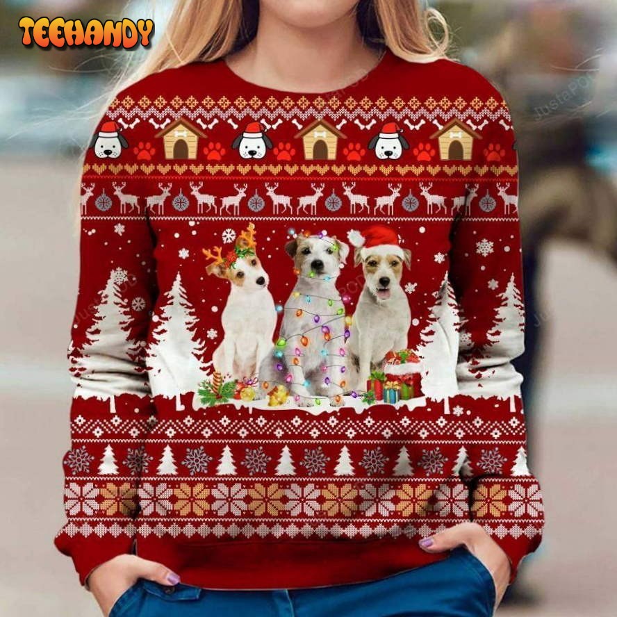 Parson Russell Terrier Ugly Christmas Sweater, All Over Print Sweatshirt