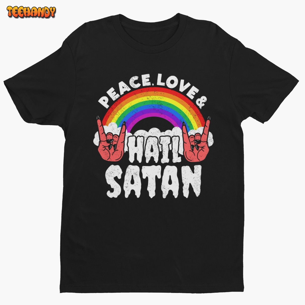 Peace Love and Hail Satan, Funny Tshirt, Unisex Bella Canvas T Shirt