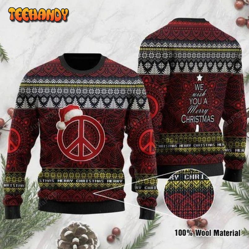 Peace Symbol We Wish You A Merry Christmas Ugly Christmas Sweater