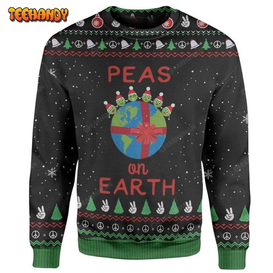 Peas On Earth Ugly Christmas Sweater, All Over Print Sweatshirt, Ugly Sweater