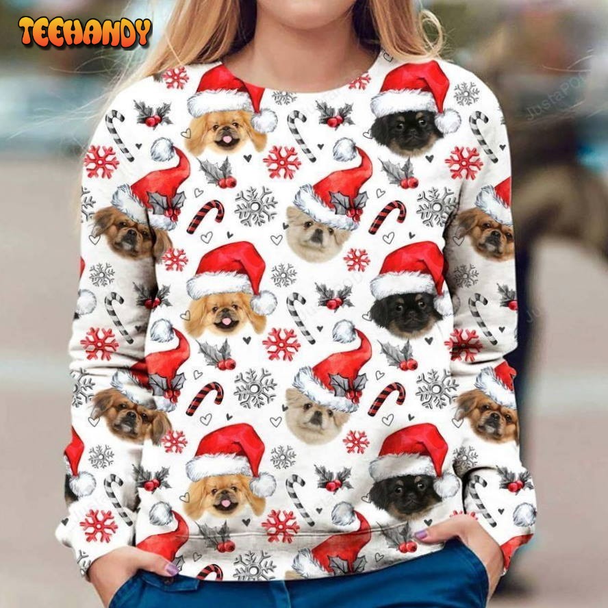 Pekingese Ugly Christmas Sweater, All Over Print Sweatshirt, Ugly Sweater