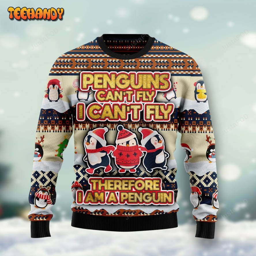 Penguin Cant Fly Ugly Christmas Sweater, Ugly Sweater, Christmas Sweaters