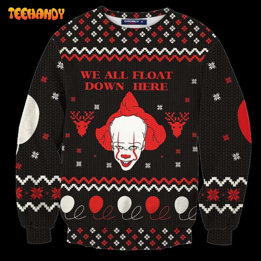 Pennywise We All Float Ugly Christmas Sweater, All Over Print Sweatshirt