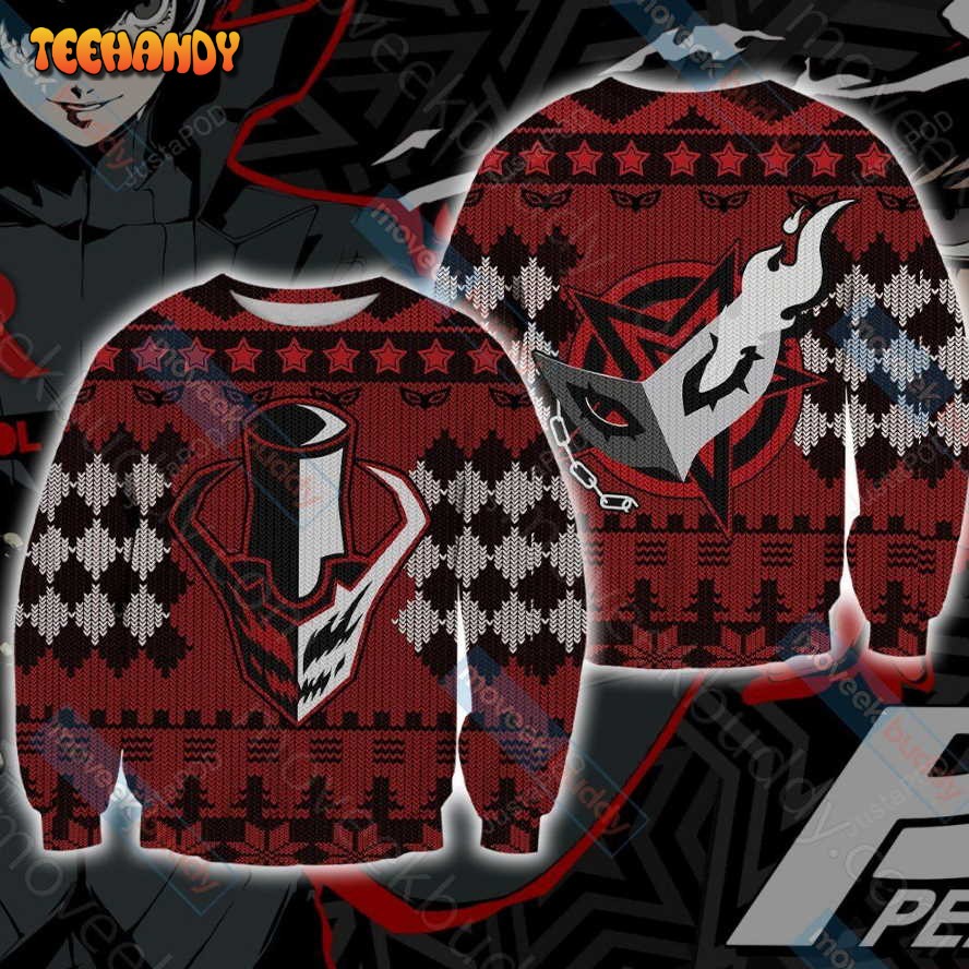 Persona 5 Christmas Style Ugly Christmas Sweater, All Over Print Sweatshirt