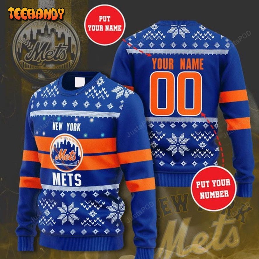 Personalized Custom Name And Number New York Mets Ugly Christmas Sweater 2