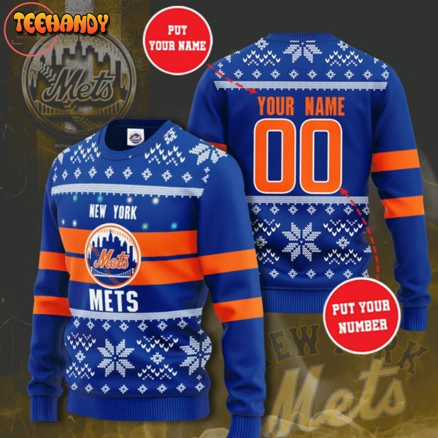 Personalized Custom Name And Number New York Mets Ugly Christmas Sweater