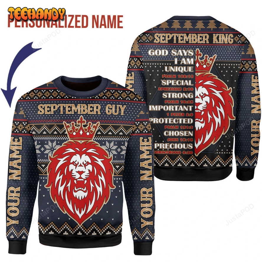 Personalized Custom Name September Guy God Says I Am Unique Sweater