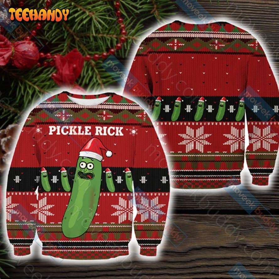 Pickle Rick For Unisex Ugly Christmas Sweater, All Over Print Sweatshirt