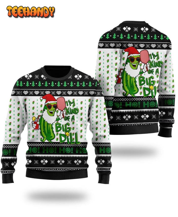 Pickleball Symol I’m Kind Of A Big Dill Noel Pattern Sport Lovers Sweater