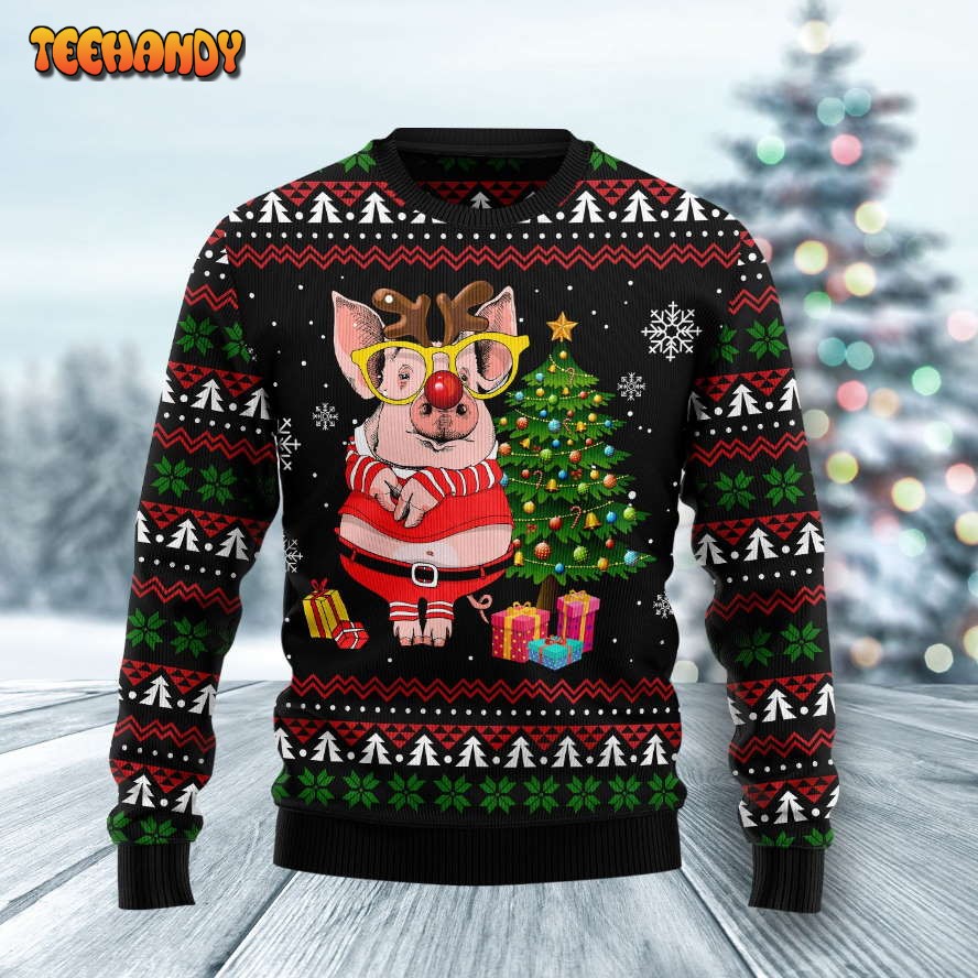 Pig gorgeous reindeer HZ102102 Ugly Christmas Sweater unisex