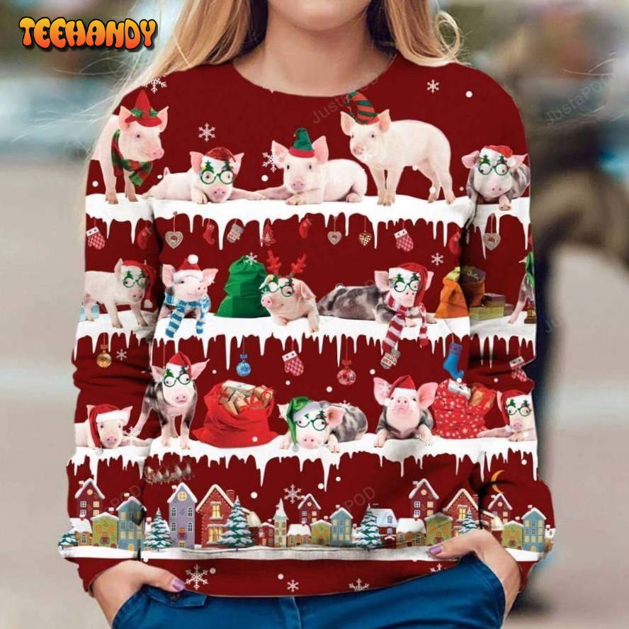 Pig Ugly Christmas Sweater, All Over Print Sweatshirt, Ugly Sweater