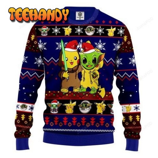 Pikachu And Yoda Ugly Christmas Sweater, All Over Print Sweatshirt