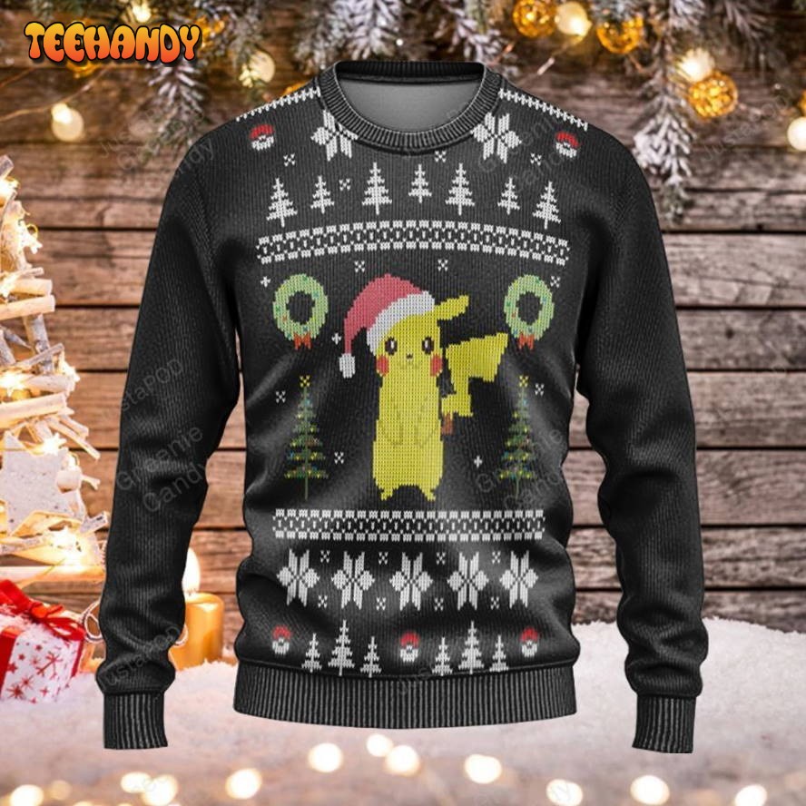 Pikachu Ugly Christmas Sweater, All Over Print Sweatshirt, Ugly Sweater