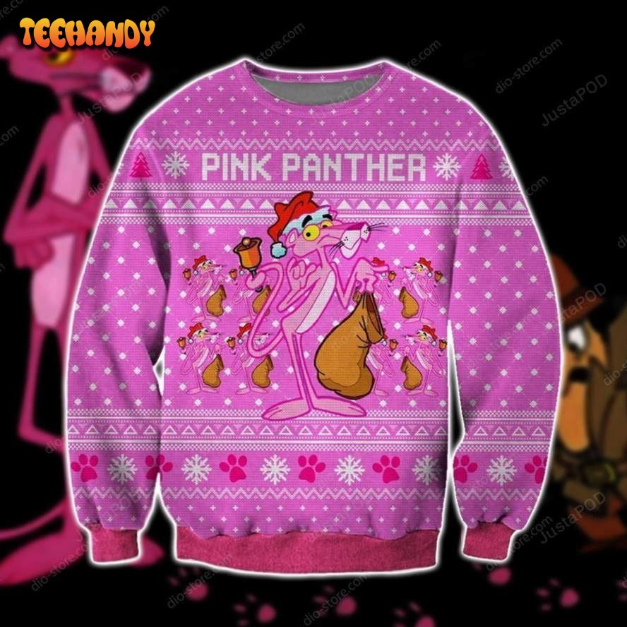 Pink Panther Knitting Pattern 3d Print Ugly Christmas Sweater, Ugly Sweater