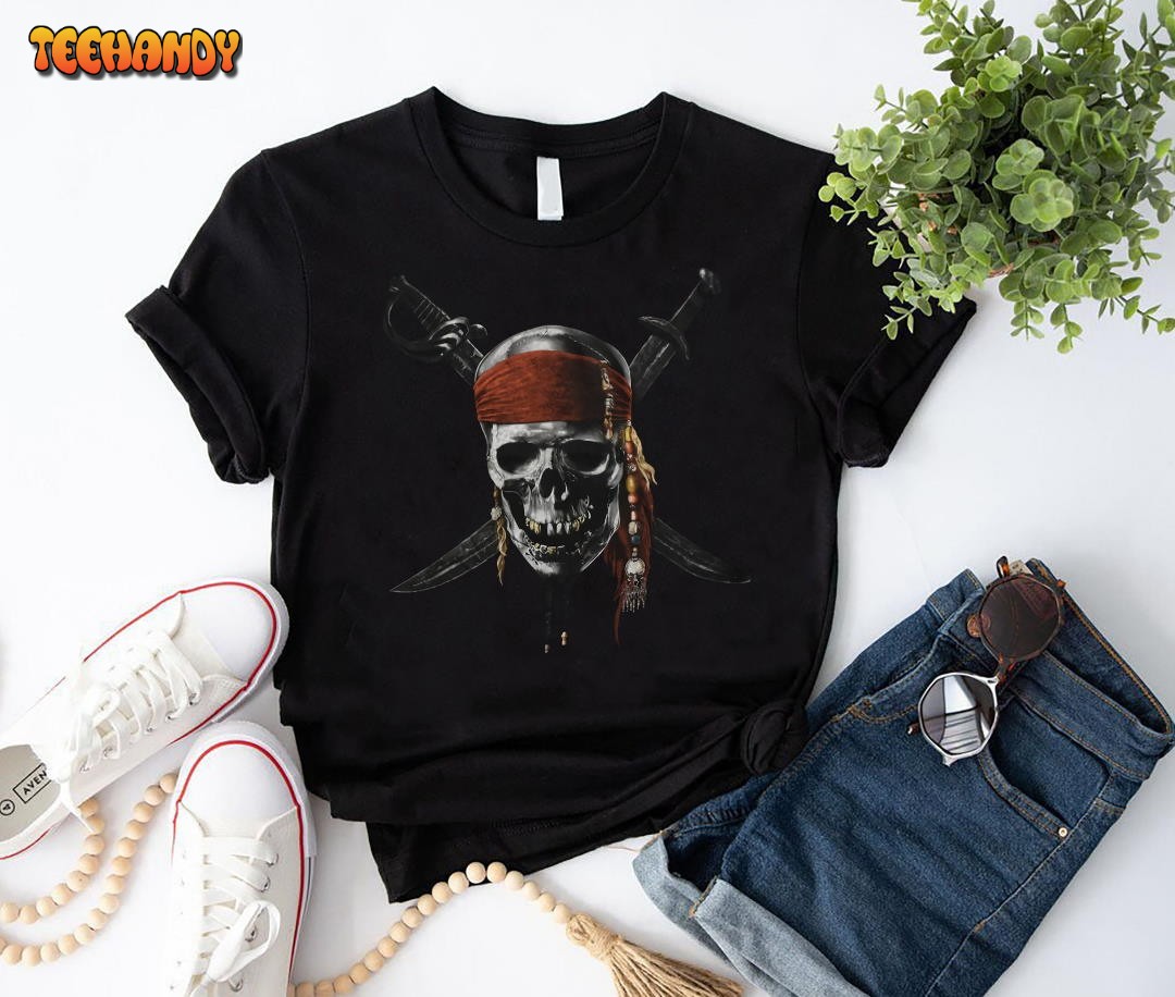 Pirates Of The Caribbean Chrome Skull T-Shirt, Pirates Of The Caribbean Shirt