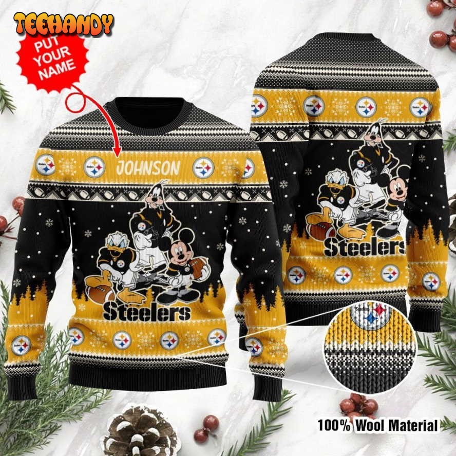 Pittsburgh Steelers Disney Donald Duck Mickey Mouse Goofy Ugly Sweater