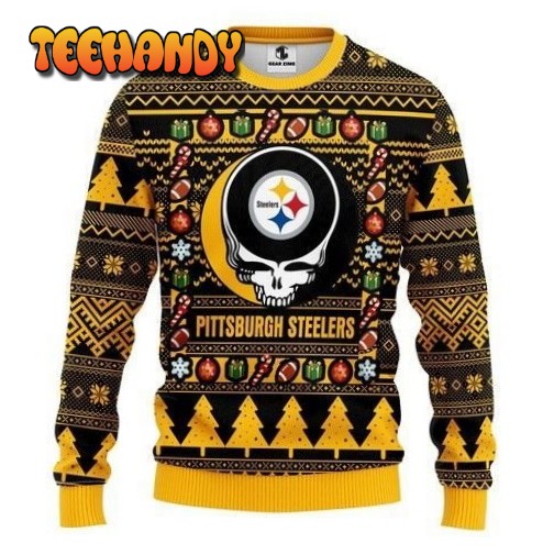 Pittsburgh Steelers Grateful Dead Ugly Christmas Sweater, Ugly Sweater