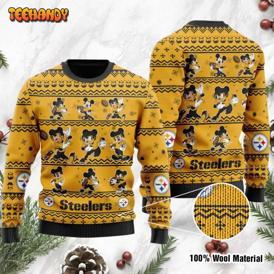 Pittsburgh Steelers Mickey Mouse Holiday Party Ugly Christmas Sweater