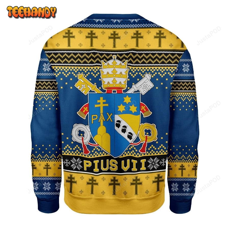 Pius VII Coat of Arms Ugly Christmas Sweater, All Over Print Sweatshirt