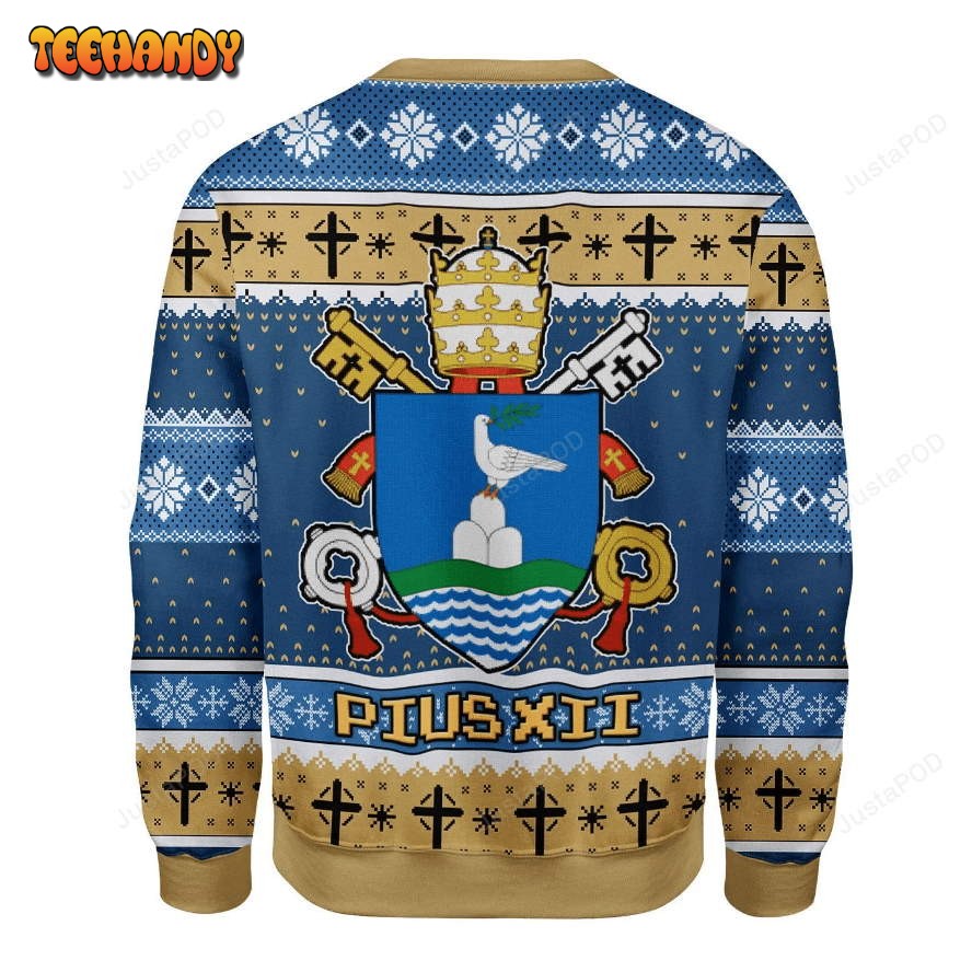 Pius XII Coat Of Arms Ugly Christmas Sweater, All Over Print Sweatshirt