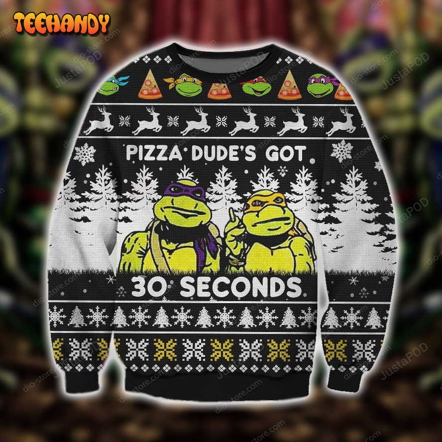 Pizza Dudes Got 30 Seconds Knitting Pattern Ugly Sweater, Ugly Sweater