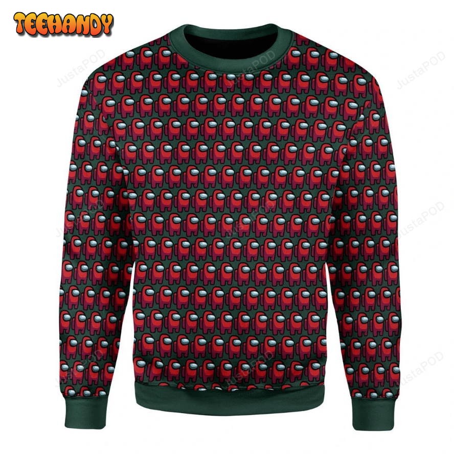 Red Among Us Ugly Christmas Sweater, All Over Print Sweatshirt, Ugly Sweater