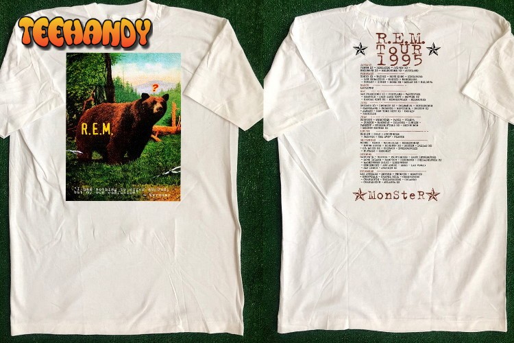 REM Bear Nature Monster Concert Tour 1995 T-Shirt, REM Band Tour 1995 T-Shirt