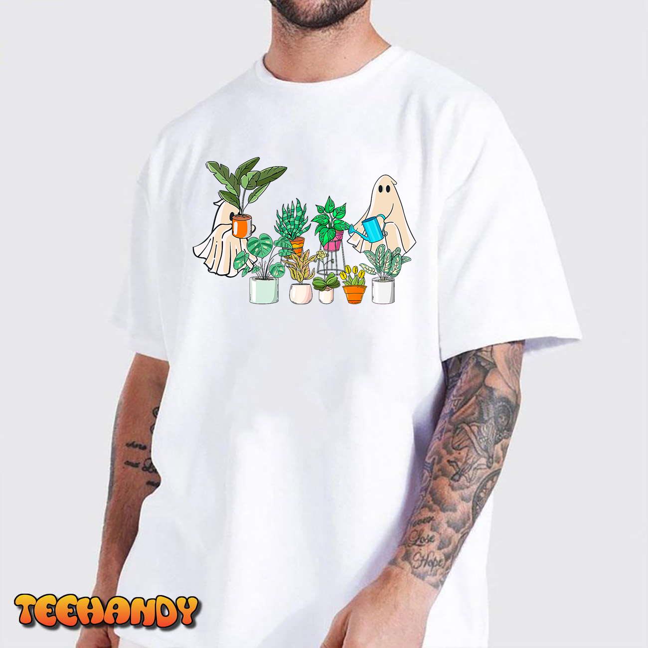 Retro Lady Gardener Ghost Gardening Plants Lover Halloween T-Shirt