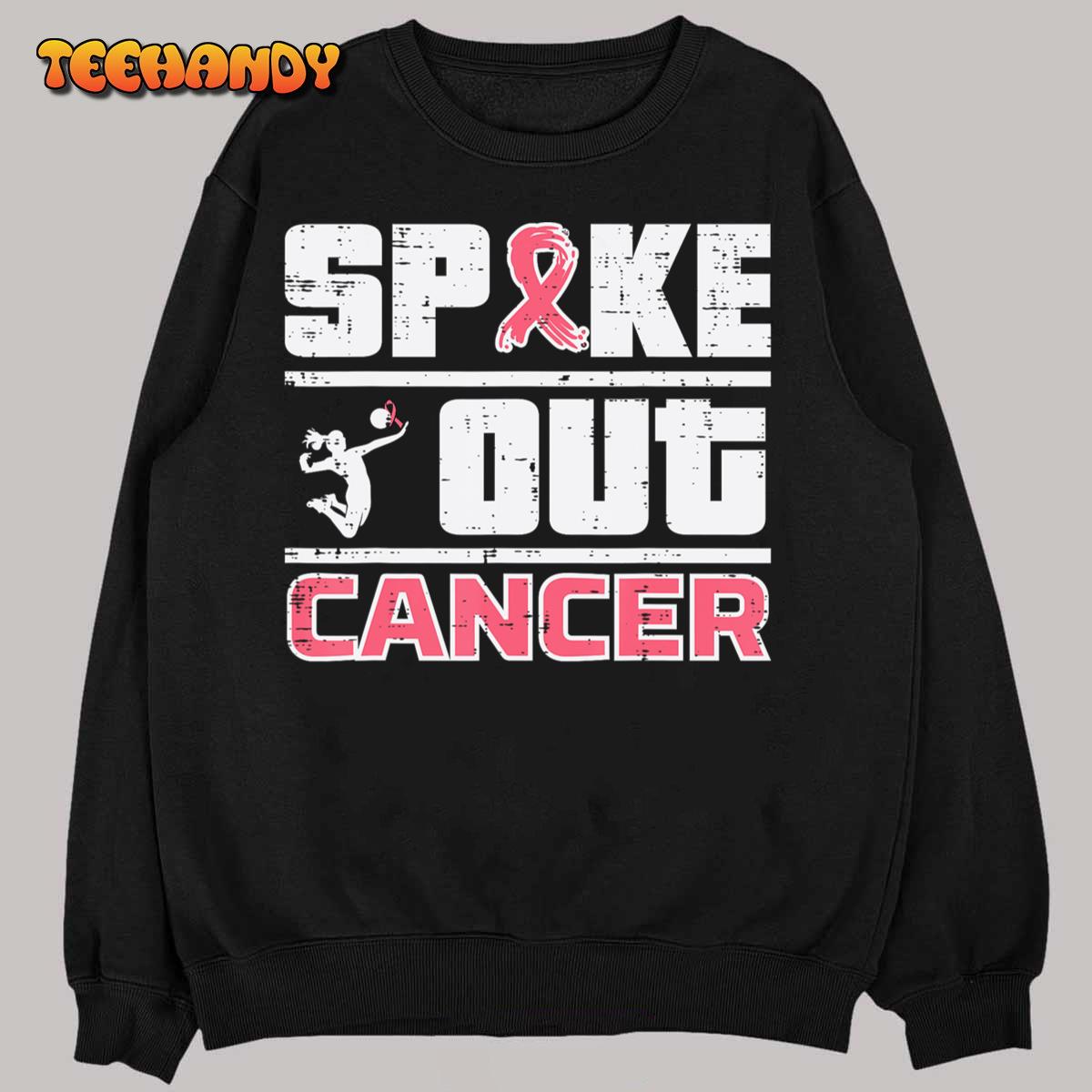 Spike Out Breast Cancer Volleyball Awareness Women Men Kids T-Shirt