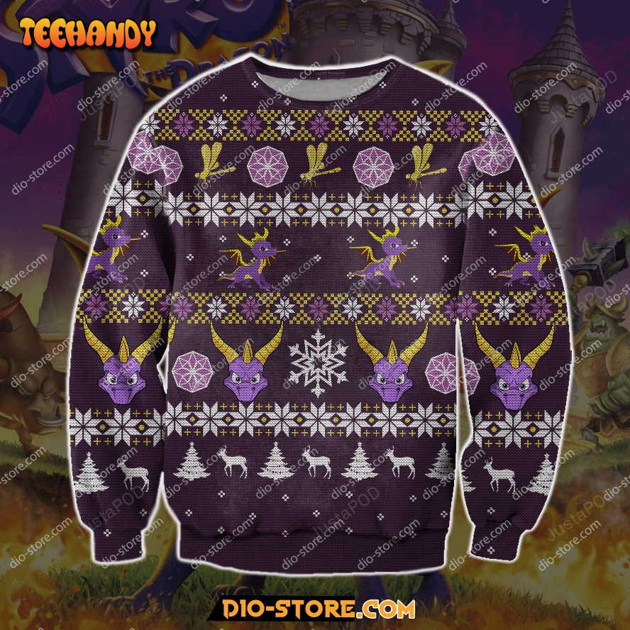 Spyro Knitting Pattern Ugly Christmas Sweater, All Over Print Sweatshirt