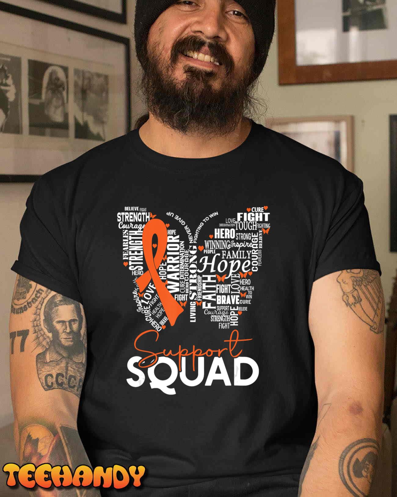 Support Squad Orange Ribbon Leukemia Blood Cancer Awareness T-Shirt